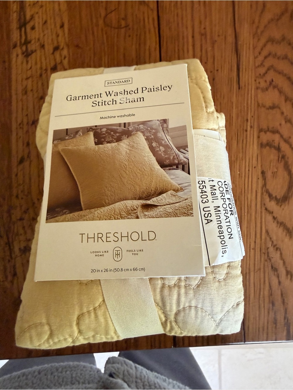 Threshold Garment Washed Paisley Stitch Sham - Gold